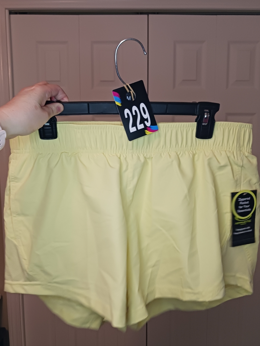 NWT Athletic Works Yellow Shorts with liner Size L